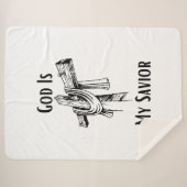 God is mijn Verlosser Bijbelse Christelijk-thema Sherpa Deken (Voorkant (horizontaal))