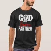 God is mijn zakenpartner Funny Self Employed Gra T-shirt (Voorkant)