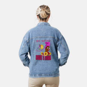 God is misschien niet bij jou, maar ik ben wel bij denim jacket
