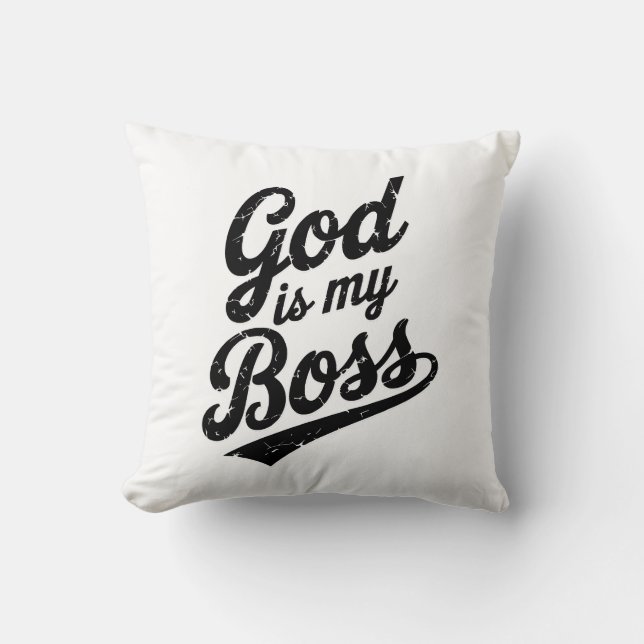 God is my boss kussen (Voorkant)