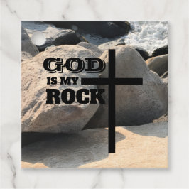 God is My Rock Bible Verse Black Cross Christian Bedankjes Labels
