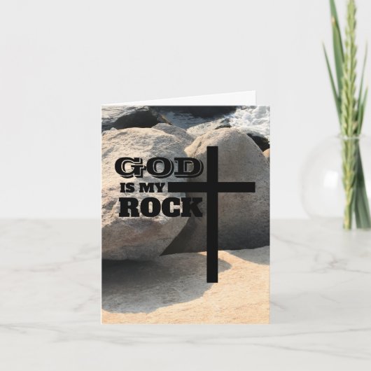 God is My Rock Bible Verse Black Cross Christian Kaart (Voorkant)