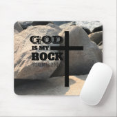 God is My Rock Bible Verse Black Cross Christian Muismat (Met muis)