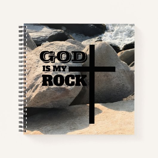 God is My Rock Bible Verse Black Cross Christian Notitieboek (Voorkant)