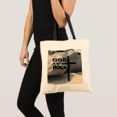 God is My Rock Bible Verse Black Cross Christian Tote Bag (Voorkant (product))