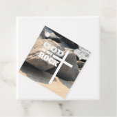 God is My Rock Bible Verse White Cross Christian Bedankjes Labels (In situ)