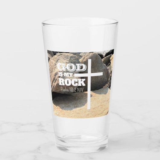 God is My Rock Bible Verse White Cross Christian Glas (Voorkant)