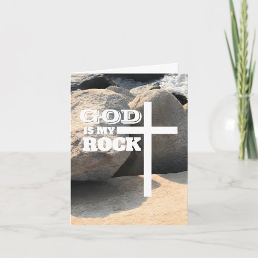 God is My Rock Bible Verse White Cross Christian Kaart (Voorkant)