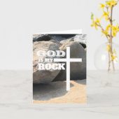 God is My Rock Bible Verse White Cross Christian Kaart (Gele Bloem)