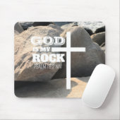 God is My Rock Bible Verse White Cross Christian Muismat (Met muis)