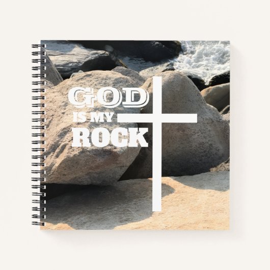 God is My Rock Bible Verse White Cross Christian Notitieboek (Voorkant)