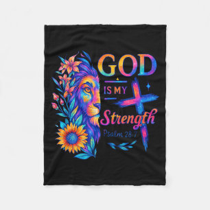 God Is My Strength Psalm 28_7 Leeuwen T-shirt Fleece Deken