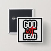 God is niet dood vierkante button 5,1 cm (Voorkant /achterkant)