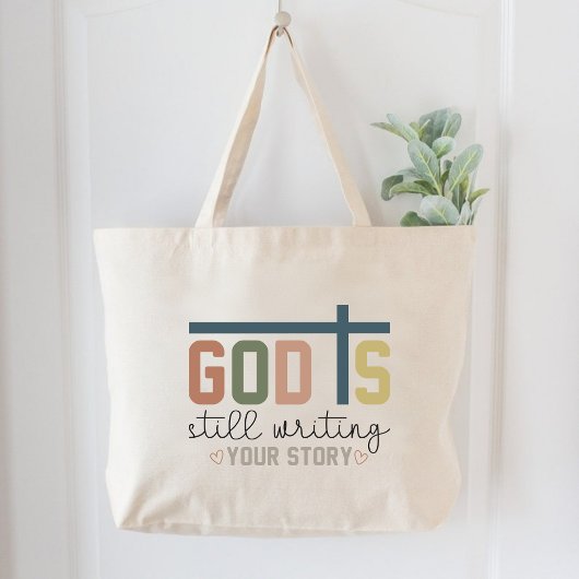 God is nog steeds bezig met het schrijven van je v grote tote bag