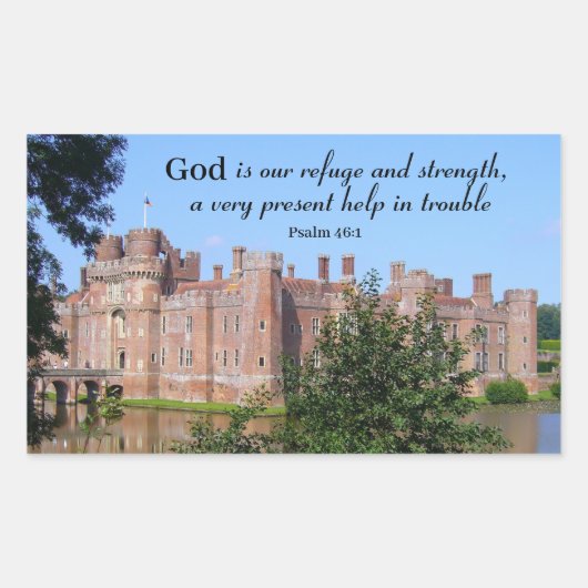 God is ons Vluchtel en Sterkte Rechthoekige Sticker (Voorkant)
