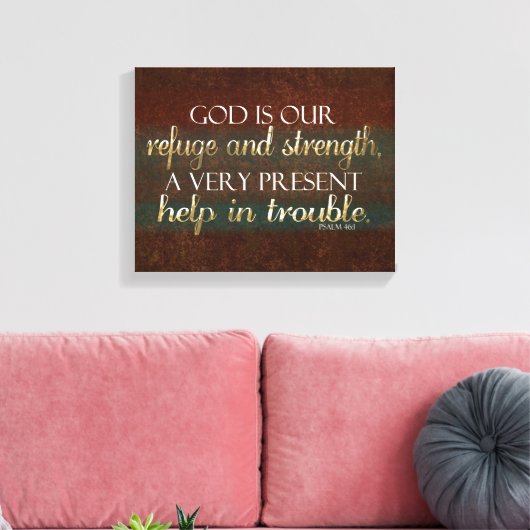 God is onze Christelijke bijbel Verse Brown/Gold Canvas Afdruk (Insitu (Woonkamer))