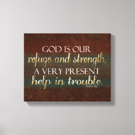God is onze Christelijke bijbel Verse Brown/Gold Canvas Afdruk