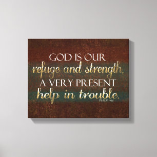 God is onze Christelijke bijbel Verse Brown/Gold Canvas Afdruk