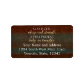 God is onze Christelijke bijbel Verse Brown/Gold Etiket (Voorkant)