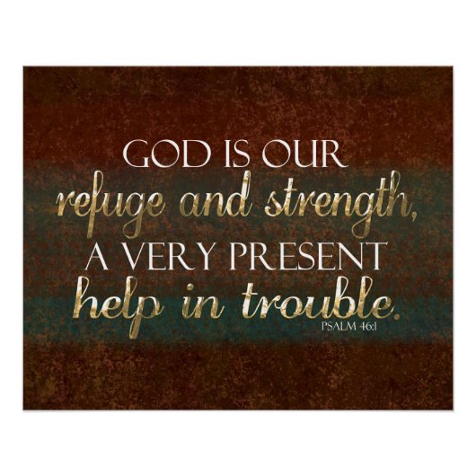 God is onze Christelijke bijbel Verse Brown/Gold Perfect Poster (Voorkant)