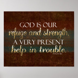 God is onze Christelijke bijbel Verse Brown/Gold Poster