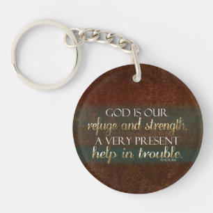 God is onze Christelijke bijbel Verse Brown/Gold Sleutelhanger
