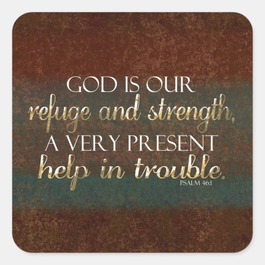 God is onze Christelijke bijbel Verse Brown/Gold Vierkante Sticker (Voorkant)