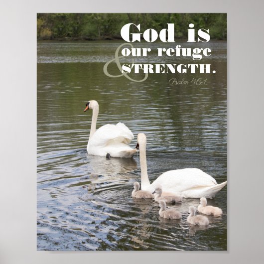 God is onze Refuge Swan Foto Poster (Voorkant)