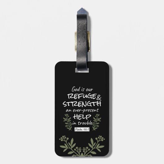 'God is onze toevlucht en kracht' Psalm 46:1 Bagagelabel (Achterkant verticaal)