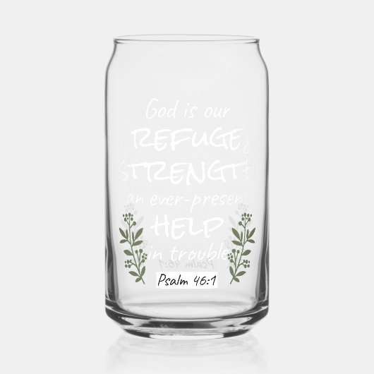 'God is onze toevlucht en kracht' Psalm 46:1 Blikvorm Glas (Voorkant)