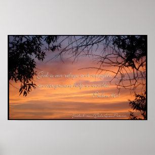 God is onze toevlucht en kracht - Psalm 46:1 Poster