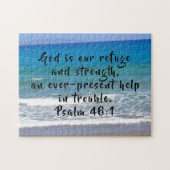 God is onze toevlucht en kracht Psalm 46:1 strand Legpuzzel (Horizontaal)
