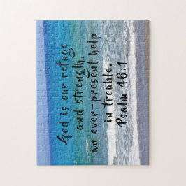 God is onze toevlucht en kracht Psalm 46:1 strand Legpuzzel