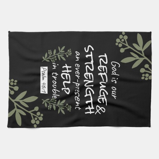 'God is onze toevlucht en kracht' Psalm 46:1 Theedoek (Horizontaal)