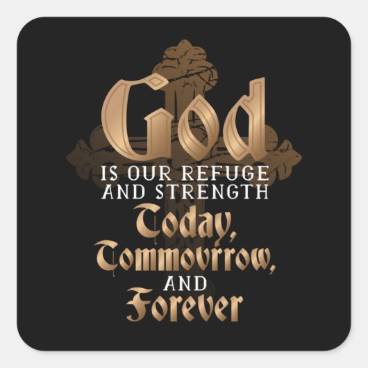 God is onze Vluchtelingen Inspirerend Christelijke Vierkante Sticker (Voorkant)