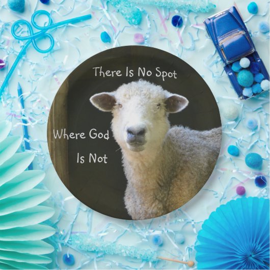 God is overal schaap papieren bordje (Feest)