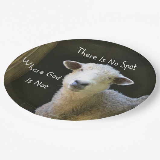 God is overal schaap papieren bordje (Gekanteld)