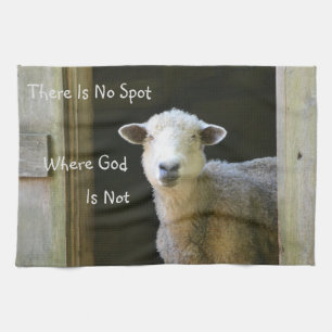God is overal schaap theedoek
