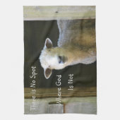 God is overal schaap theedoek (Verticaal)