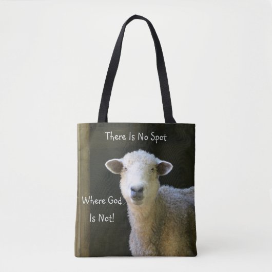God is overal schaap tote bag (Voorkant)