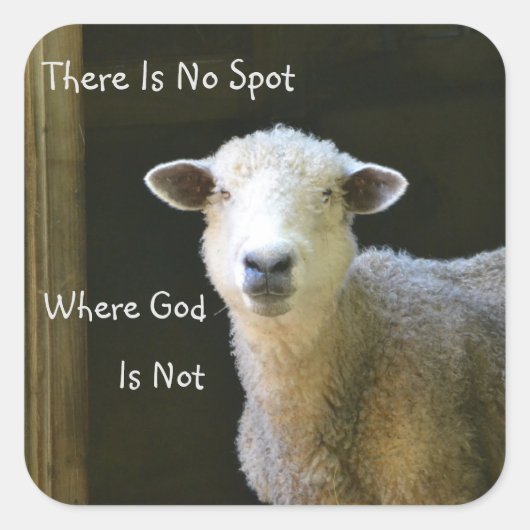 God is overal schaap vierkante sticker (Voorkant)