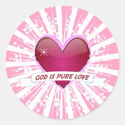 God is pure liefde ronde sticker (Voorkant)