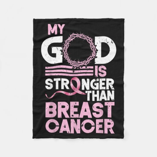 God is Sterker Dan Borstkanker Bewustzijn Fleece Deken (Voorkant)