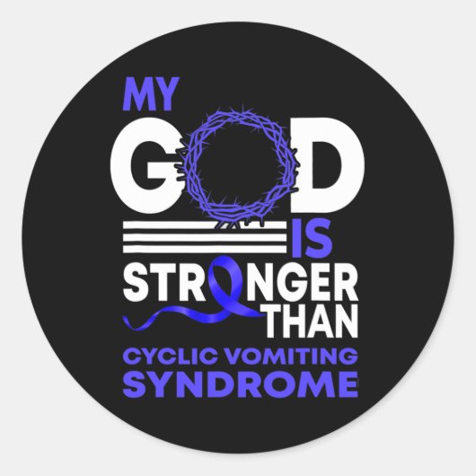 God is sterker dan cyclisch braken syndroom ronde sticker (Voorkant)