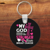 God is sterker dan het bewustzijn van borstkanker sleutelhanger (Voorkant)