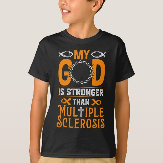 God is sterker dan multiple sclerose t-shirt (Voorkant)