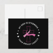God Is Stronger Breast Cancer Awareness Christian Briefkaart (Voorkant / Achterkant)