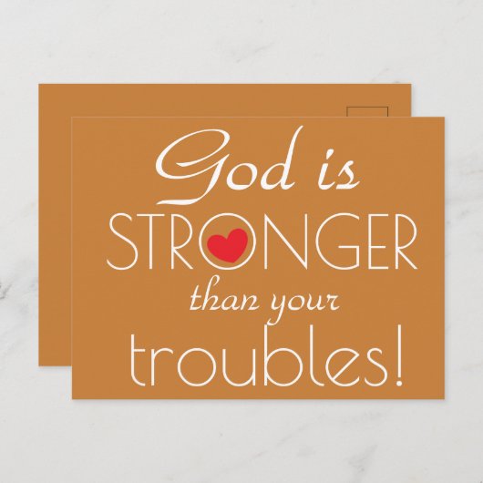 God is STRONGER dan uw problemen Inspirerend Briefkaart (Voorkant / Achterkant)