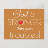God is STRONGER dan uw problemen Inspirerend Briefkaart (Voorkant)