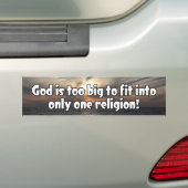 God is te groot bumpersticker (Op auto)